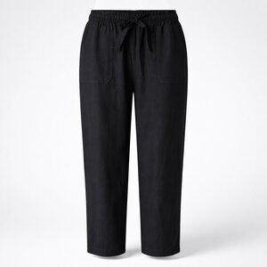 Indigo Rein Black Tapered Cropped Linen Blend Pants